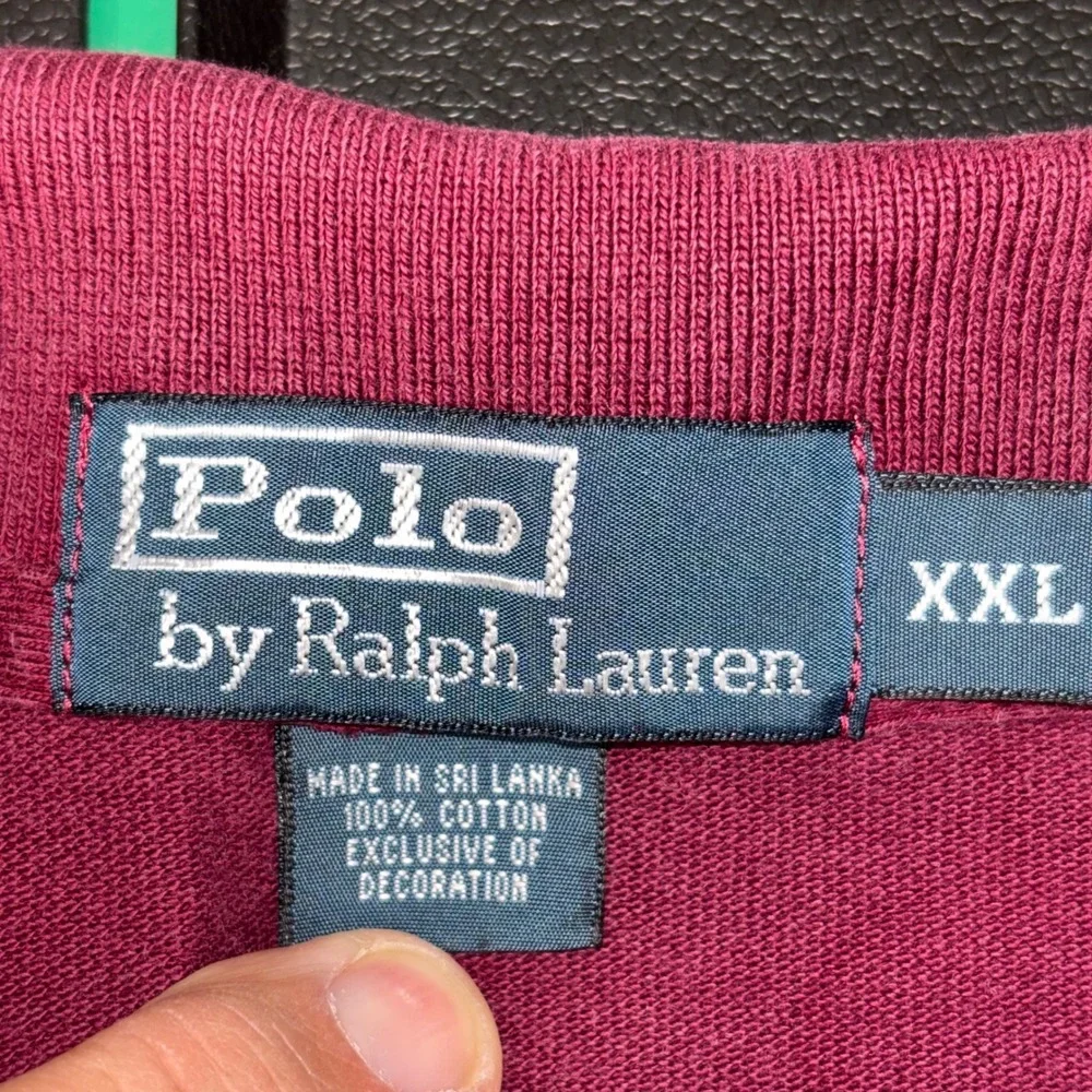 Ralph Lauren Mens XXL Long Sleeve Polo Shirt Burgundy Maroon Cotton Pique Y2K